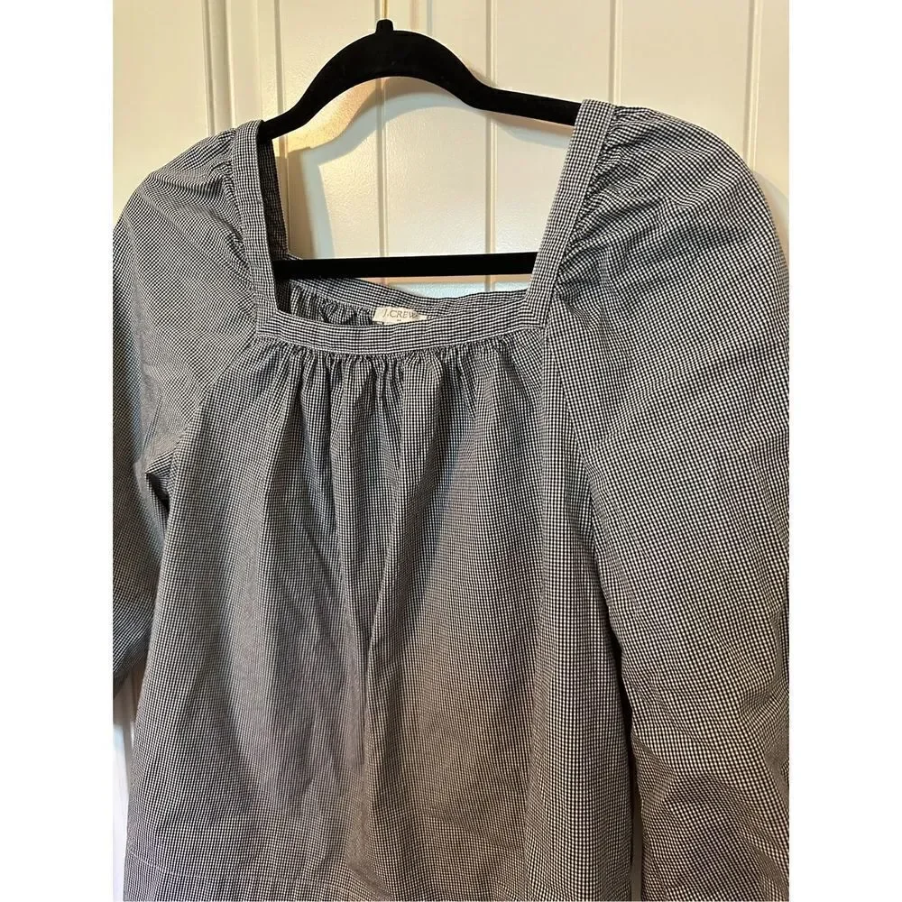 J.Crew Size Small Gingham Square Neck Puff Sleeve Blouse G7060 - Picture 6 of 10